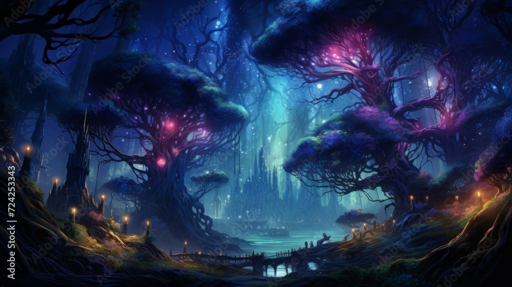fantasy magical night forest