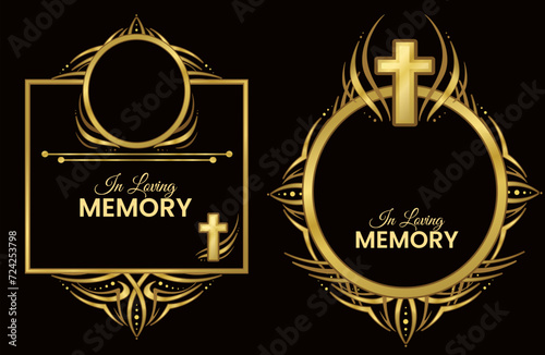 Funeral vector frames. Frames for text and photos. Vector illustration. 