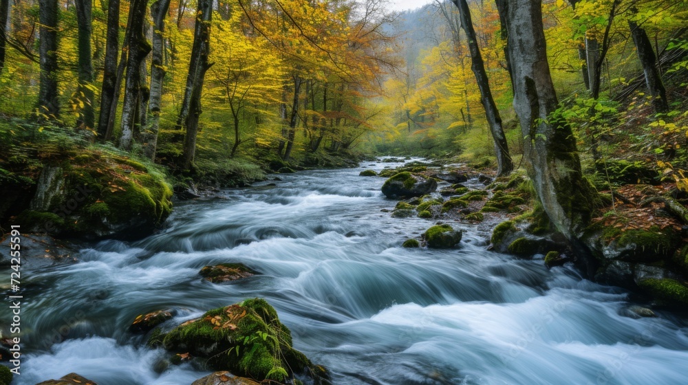 Mountain river in the forest Mountain river in the forest