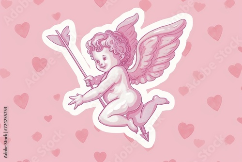 A whimsical sketch of a cherubic cupid, adorned with a bow and arrow, captures the essence of love and artistic expression in this charming illustration