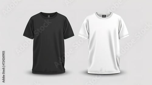 Black t-shirt mock up on white background and white t-shirt mock up on black background. 3D illustration 3,generative ai