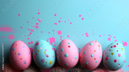 Easter egg decoration, with pink paint and grainy texture, copy spaec.