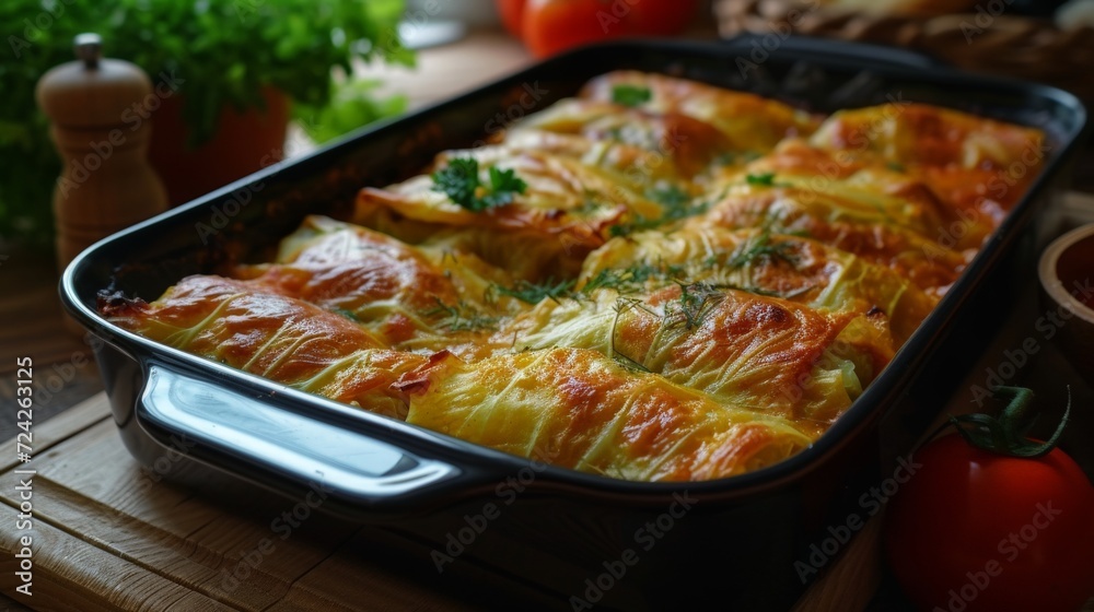 a casserole of cabbage rolls a casserole of cabbage rolls