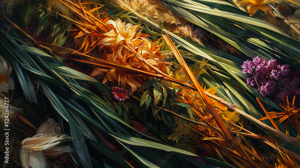 Abstract Elegance: Artistic Rendering of Palm Branches Abstract Elegance: Artistic Rendering of Palm Branches