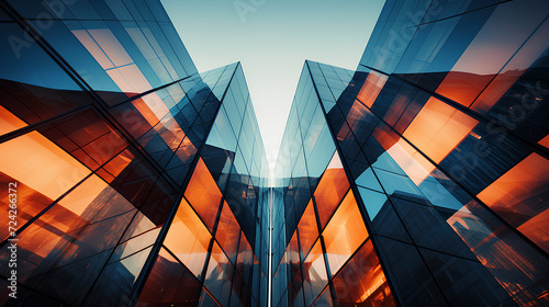 Exposure of modern abstract glass architecture.