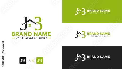 Letter j3 monogram real estate home initial logo design