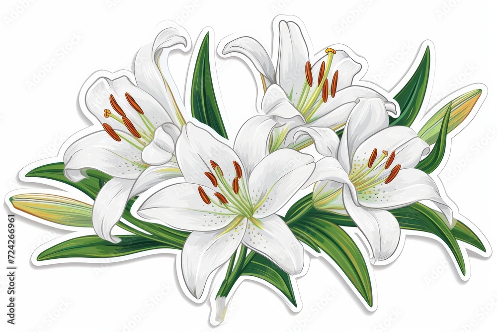 Delicate lilies dance on paper, their petal and pedicel sketches blooming with the beauty of nature's art Delicate lilies dance on paper, their petal and pedicel sketches blooming with the beauty of nature's art