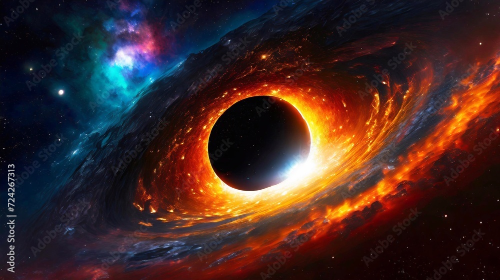 Interstellar Odyssey Journeying through the Event Horizon Glow a Black Hole in Space