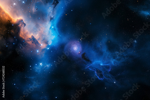 Nebula and galaxies in space. Abstract cosmos background