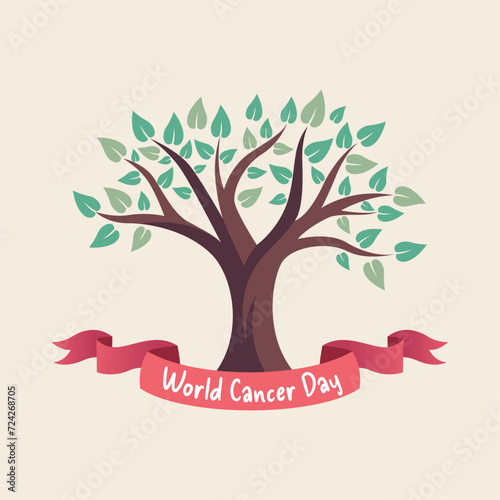 Illustration of Tree with leaves of hope and awareness ribbons Vector Illustration.
