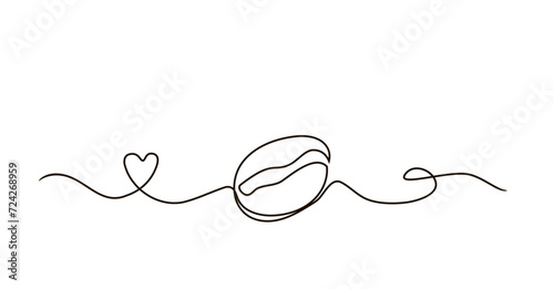 Coffee bean, one line art style, Hand Drawn, vector illustration