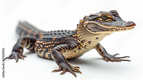 Stunning alligator isolated on white background for wildlife photography and educational use
