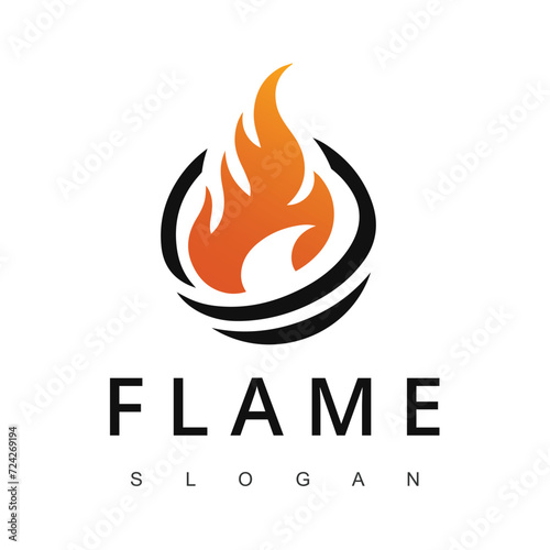 Fire Flame for Burn Gas Oil Company or Barbecue BBQ Grill logo design