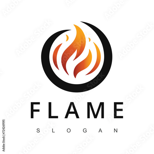 Fire Flame for Burn Gas Oil Company or Barbecue BBQ Grill logo design
