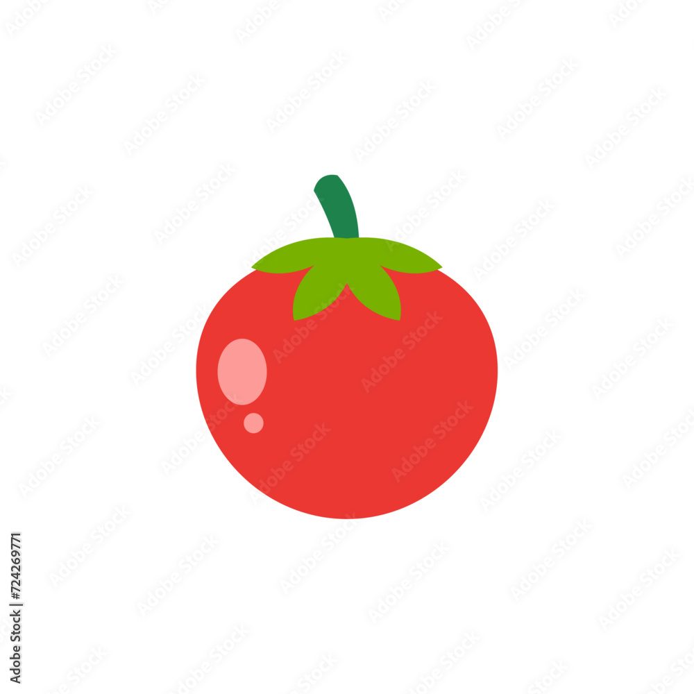 Tomato In Flat Icon Style Isolated on a White Background - Fruits Icon Vector Illustration. Tomato In Flat Icon Style Isolated on a White Background - Fruits Icon Vector Illustration.