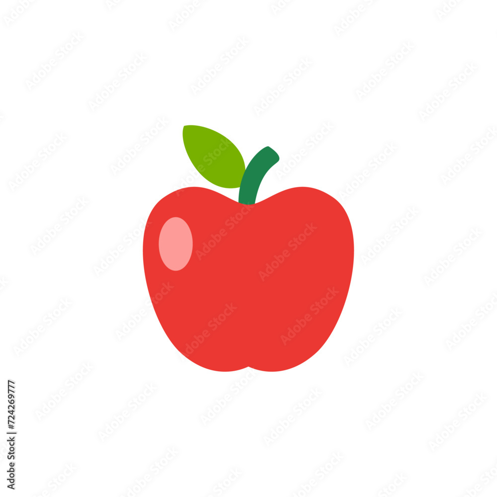 Apple In Flat Icon Style Isolated on a White Background - Fruits Icon Vector Illustration. Apple In Flat Icon Style Isolated on a White Background - Fruits Icon Vector Illustration.