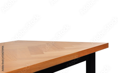 Stylish empty wooden table isolated on white
