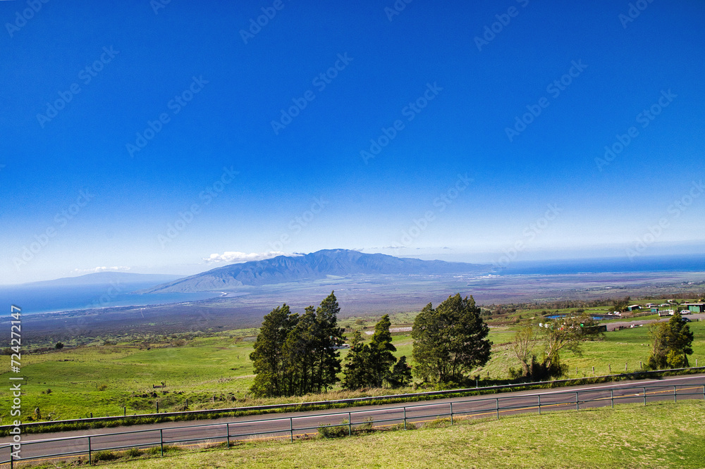 Extremely clear sky view of west maui montains from Kula.
