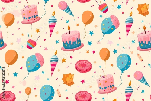 A whimsical child's drawing of colorful birthday cakes and floating balloons captures the joy and magic of a birthday celebration