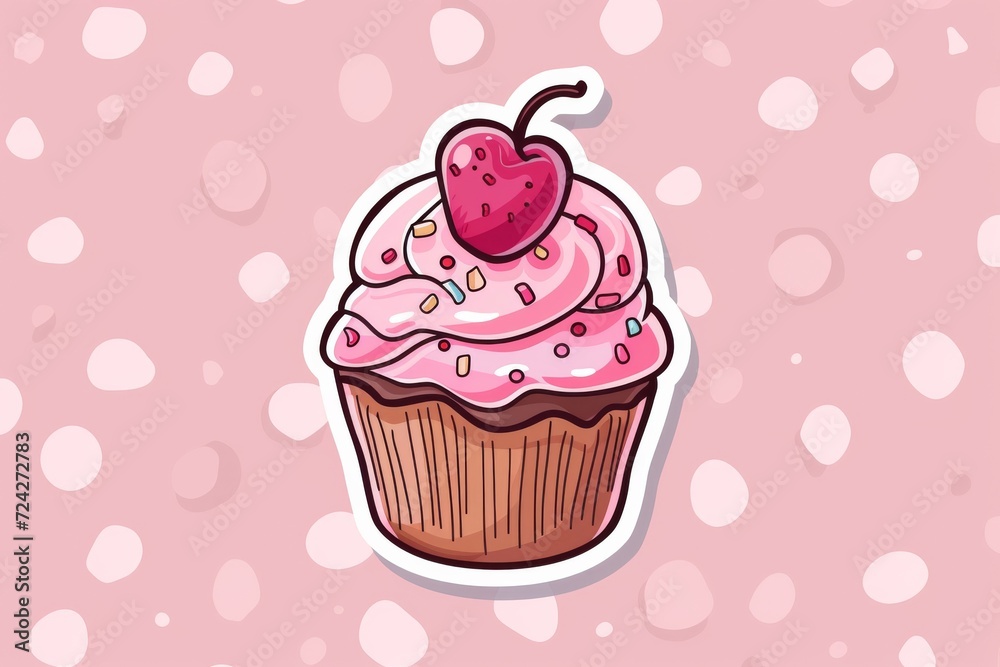 Indulge in the decadent sweetness of a dairy-filled cupcake adorned with a juicy strawberry, topped with creamy icing and nestled in a baking cup with a heart of love Indulge in the decadent sweetness of a dairy-filled cupcake adorned with a juicy strawberry, topped with creamy icing and nestled in a baking cup with a heart of love