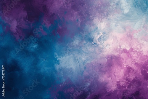 Abstract artwork featuring bold brushstrokes in shades of blue and purple creating a textured effect.