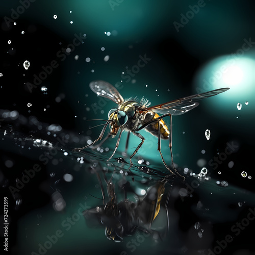 Macro photographic image of mosquito. Shocking and artistic photograph of mosquito in its environment. © AdrianGomezFoto