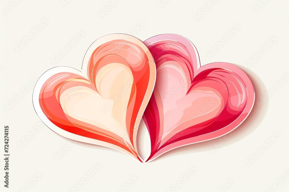 A whimsical pink sketch captures the essence of love on valentine's day with two hearts intertwined against a crisp white background, evoking feelings of romance and artistry A whimsical pink sketch captures the essence of love on valentine's day with two hearts intertwined against a crisp white background, evoking feelings of romance and artistry