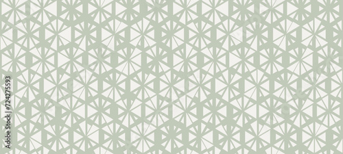 Elegant minimal vector seamless pattern with small randomly scattered triangles, floral shapes, hexagonal grid. Sage green color. Modern texture. Stylish background with halftone effect. Geo design
