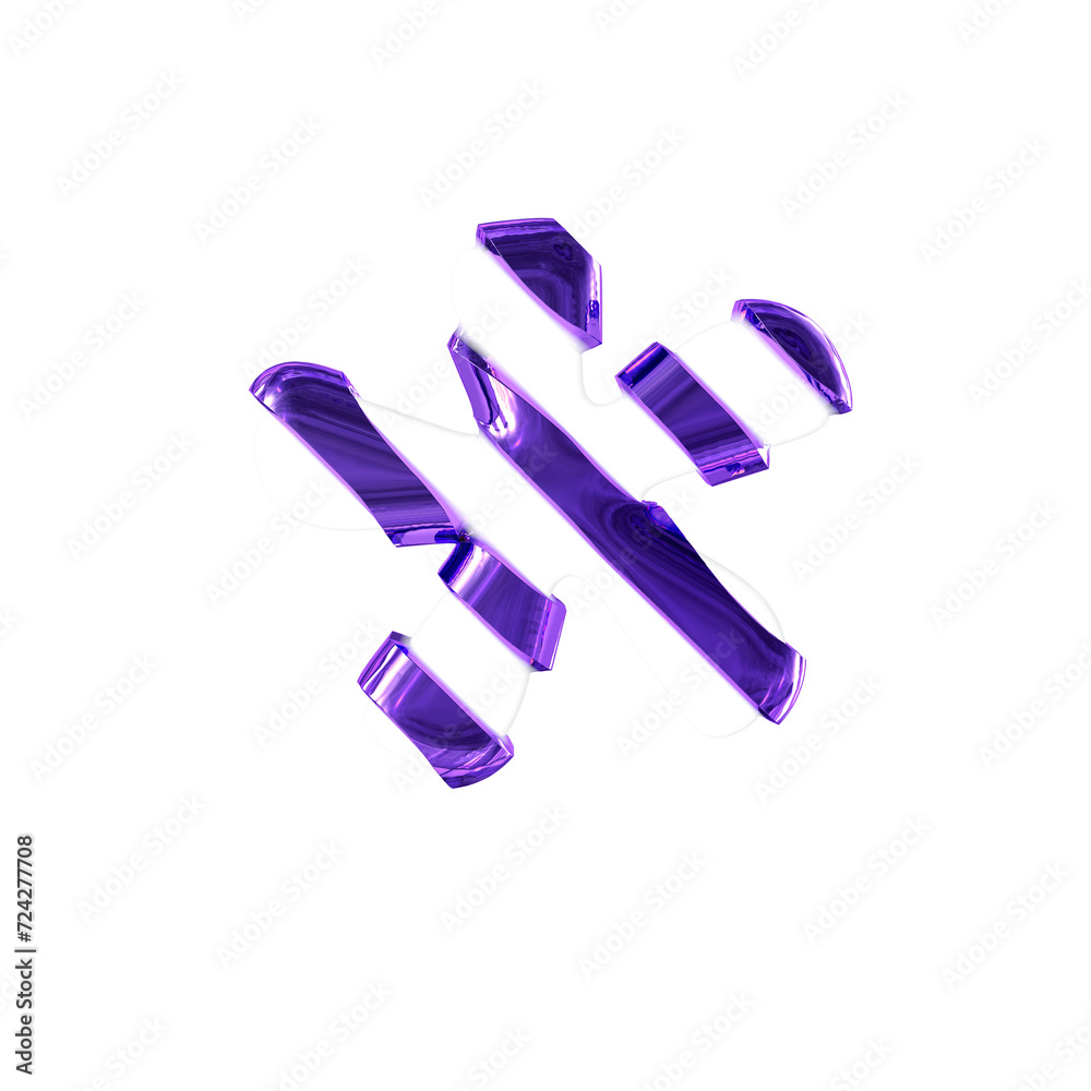 White symbol with thin purple diagonal straps