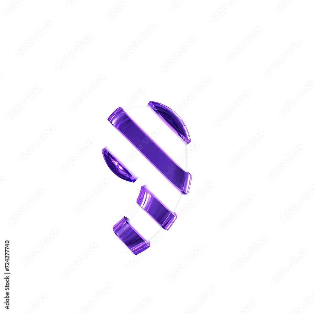 White symbol with thin purple diagonal straps White symbol with thin purple diagonal straps