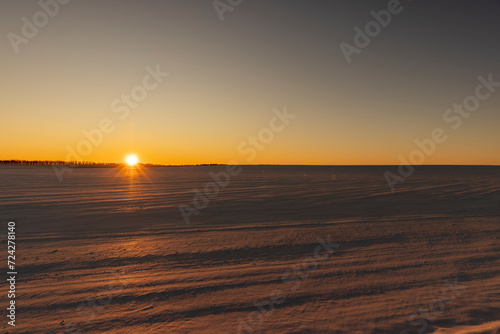 beautiful multicolored sky at sunset in winter