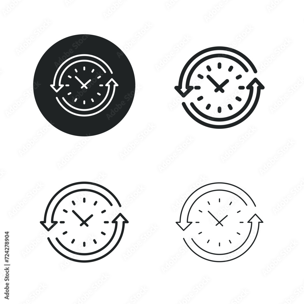 Time refreshment icon. Simple solid round, bold, medium and thin line icon.