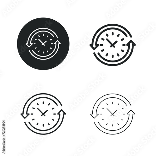 Time refreshment icon. Simple solid round, bold, medium and thin line icon.
