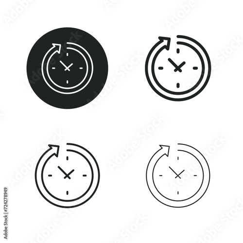 Time reload icon. Simple solid round, bold, medium and thin line icon.