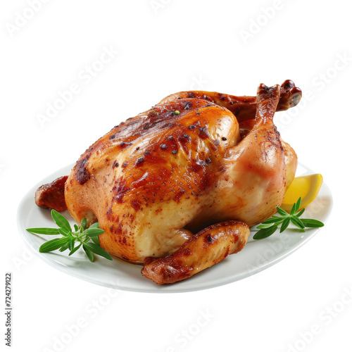 Roasted chicken. Isolated on Transparent background
