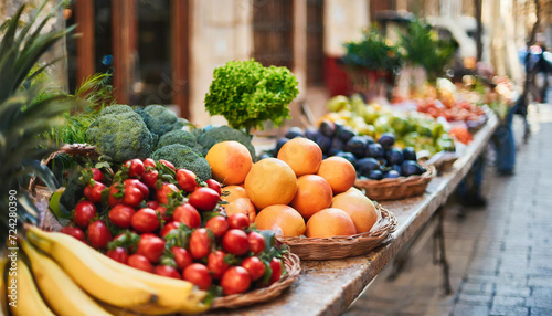 street market showcases fresh  colorful produce in a small local shop  capturing the essence of community  health  and sustainable living