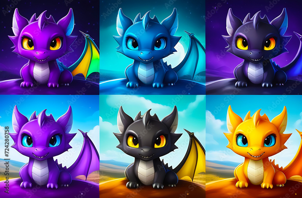 A set of cute dragon characters with various expressions. 2024 is called the 'Year of the Dragon' in Asia and Korea. A set of cute dragon characters with various expressions. 2024 is called the 'Year of the Dragon' in Asia and Korea.