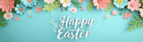 Easter theme paper cut out banner pastel palette minimalistic design