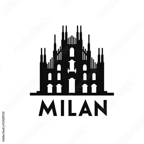 Silhouette icon of the Milan Cathedral in Milan, Italy