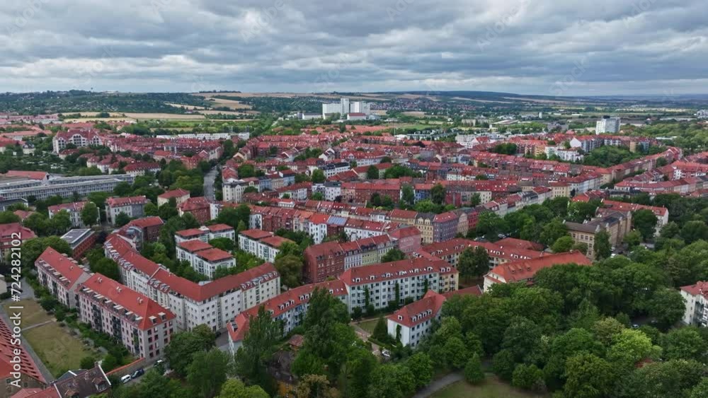 Aerial drone view of the historical old town of Erfurt , Germany . Erfurt is the capital and largest city of the Central German state of Thuringia. Aerial drone view of the historical old town of Erfurt , Germany . Erfurt is the capital and largest city of the Central German state of Thuringia.