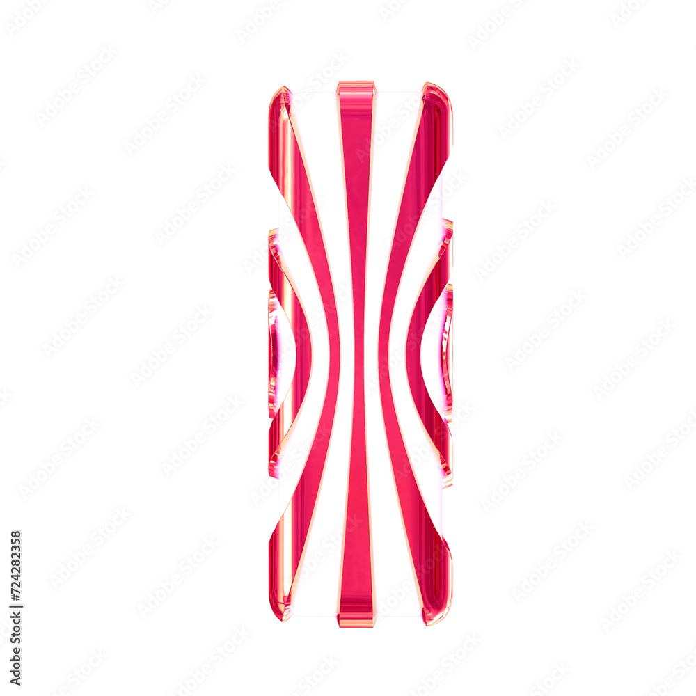 White symbol with pink thin vertical straps. letter i White symbol with pink thin vertical straps. letter i