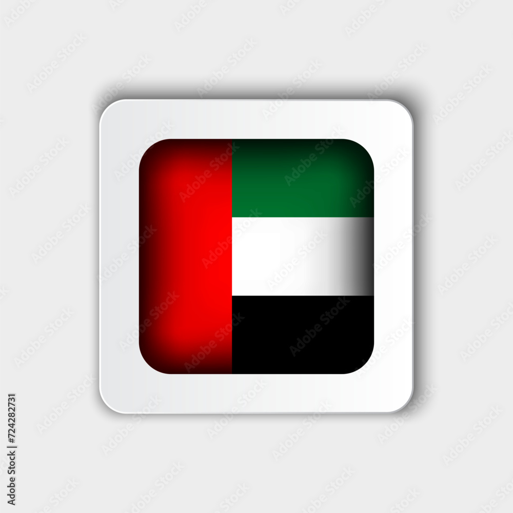United Arab Emirates Flag Button Flat Design United Arab Emirates Flag Button Flat Design