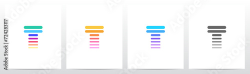 Horizontal Lines Thick And Thin Letter Logo Design T