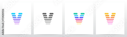 Horizontal Lines Thick And Thin Letter Logo Design V