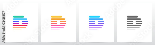 Horizontal Lines Thick And Thin Letter Logo Design D