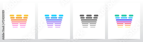 Horizontal Lines Thick And Thin Letter Logo Design W