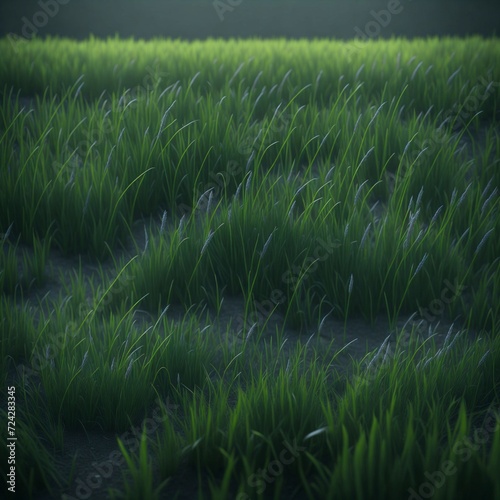 Vibrant green grass field against a dark backdrop