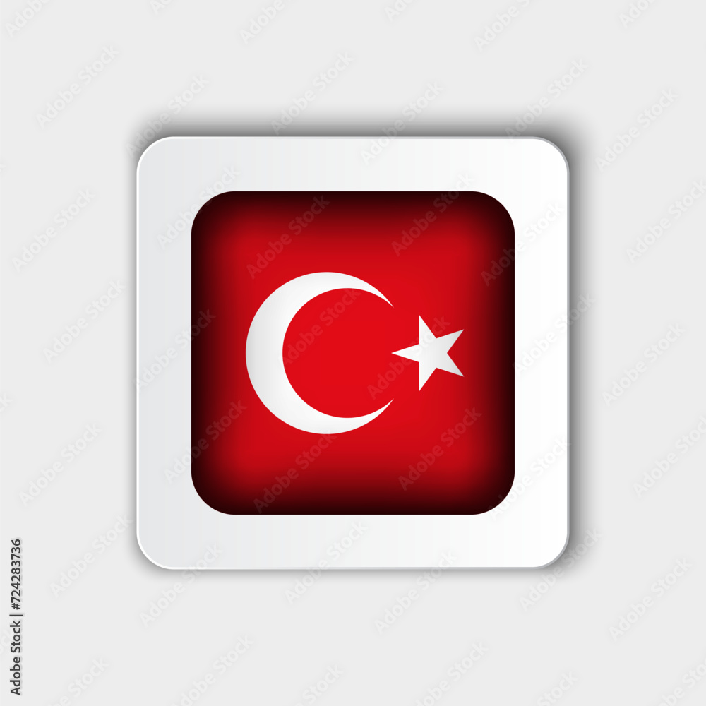 Turkey Flag Button Flat Design Turkey Flag Button Flat Design