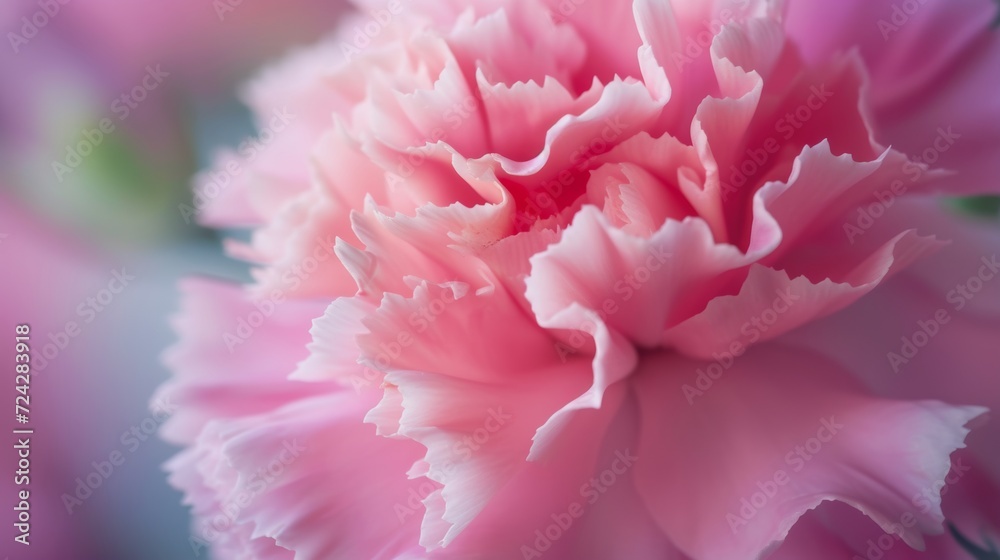 Close-up Shot of Blooming Pink Carnation with Ruffled Petals