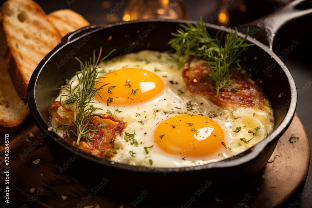 Fancy sunny side up fried eggs in a pan Fancy sunny side up fried eggs in a pan